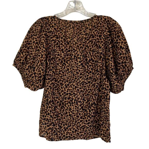 Madewell Balloon-Sleeve Button-Up Top in Painted Leopard Lightweight Sz S - Picture 7 of 16
